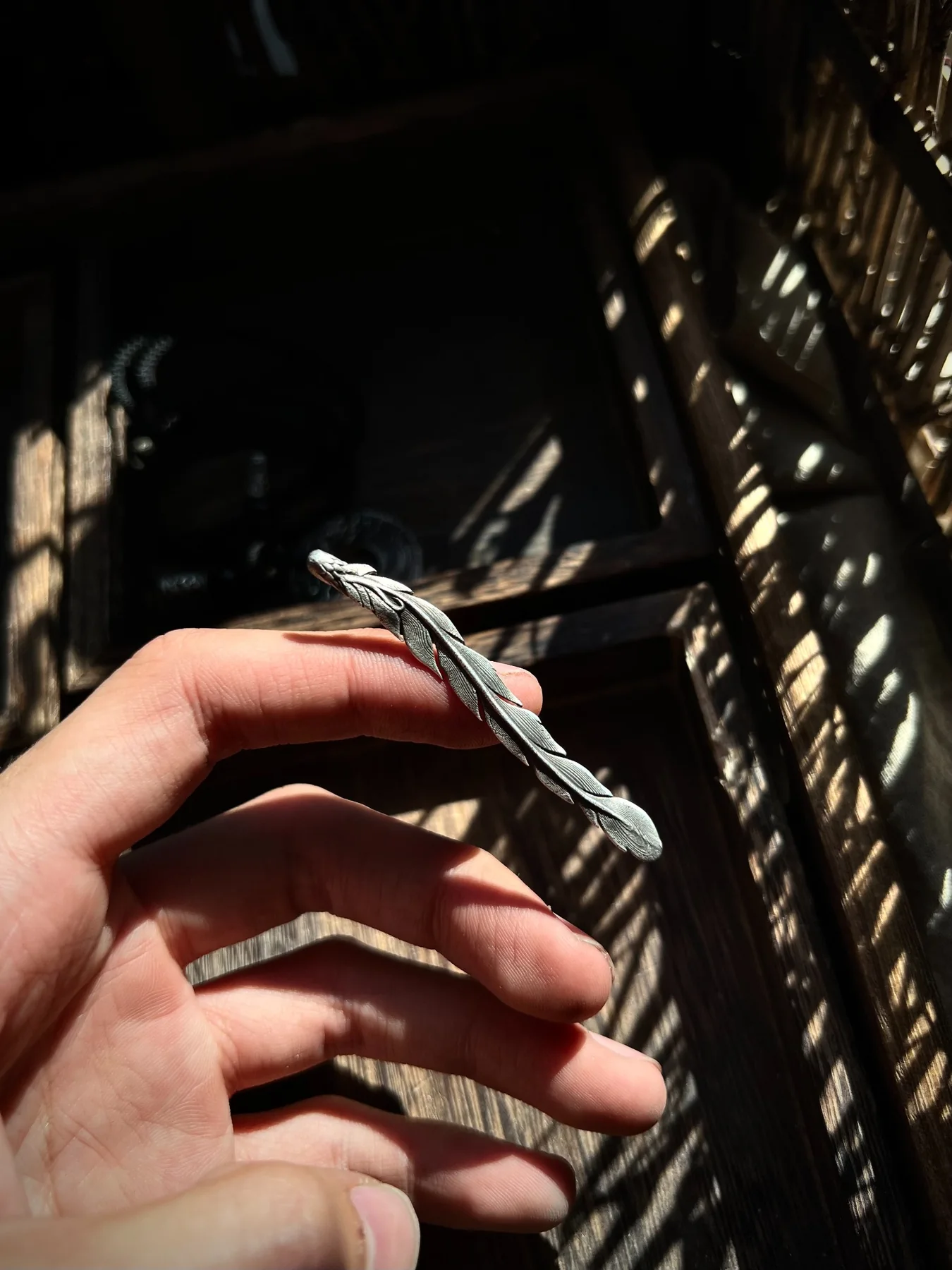 雁信银戒长羽细节